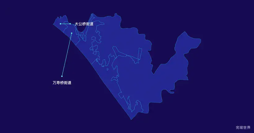 宜昌市伍家岗区GeoJSON地图自定义引导线